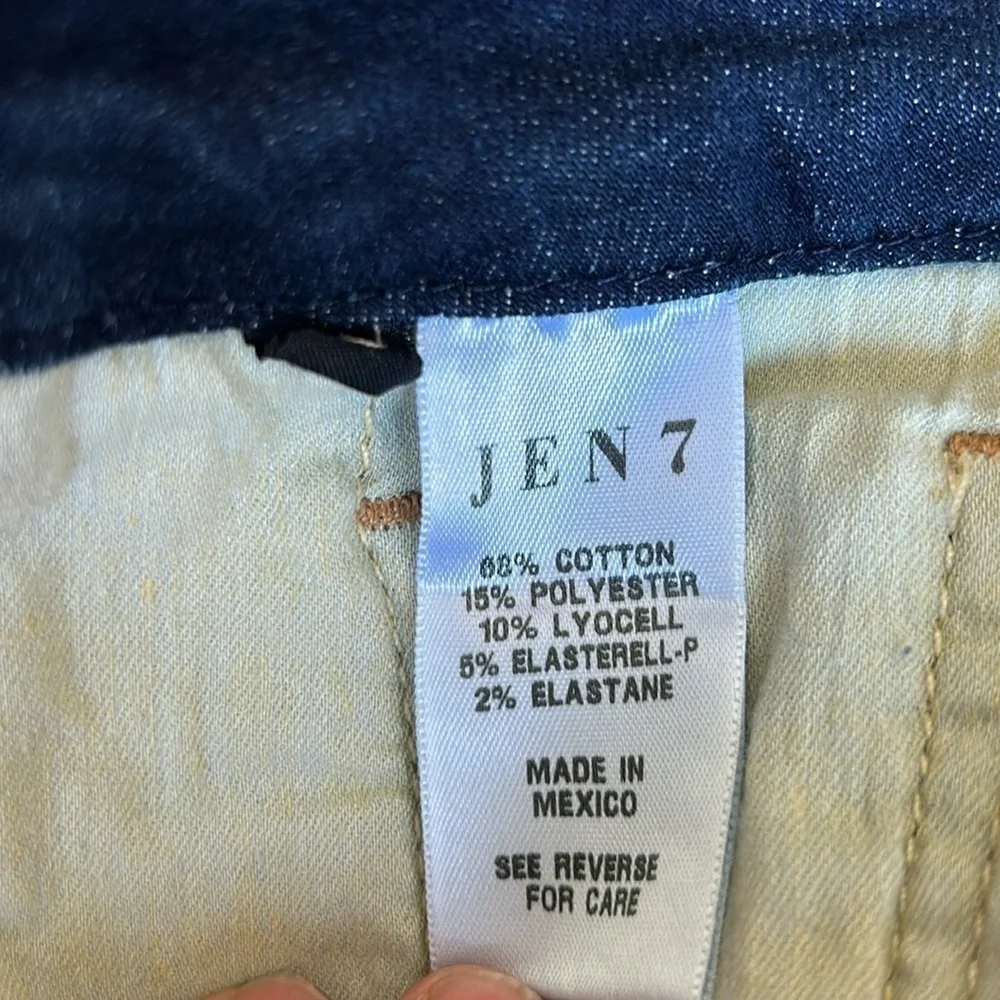 Jen7 NEW 7 For All Mankind Sculping Panel Women Dark Wash Frayed Hem Shorts 16